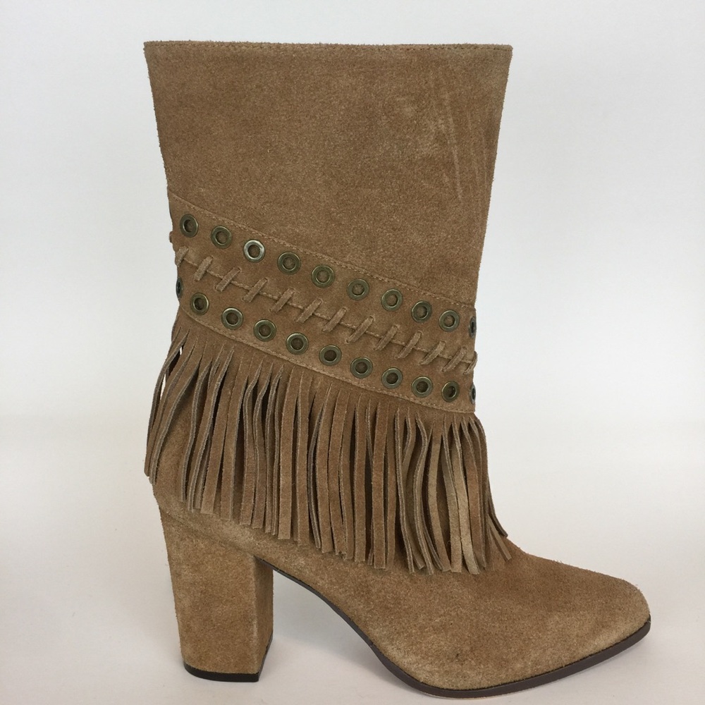 Joe’s Jean Fringe Chestnut Suede Booties Sz 8.5